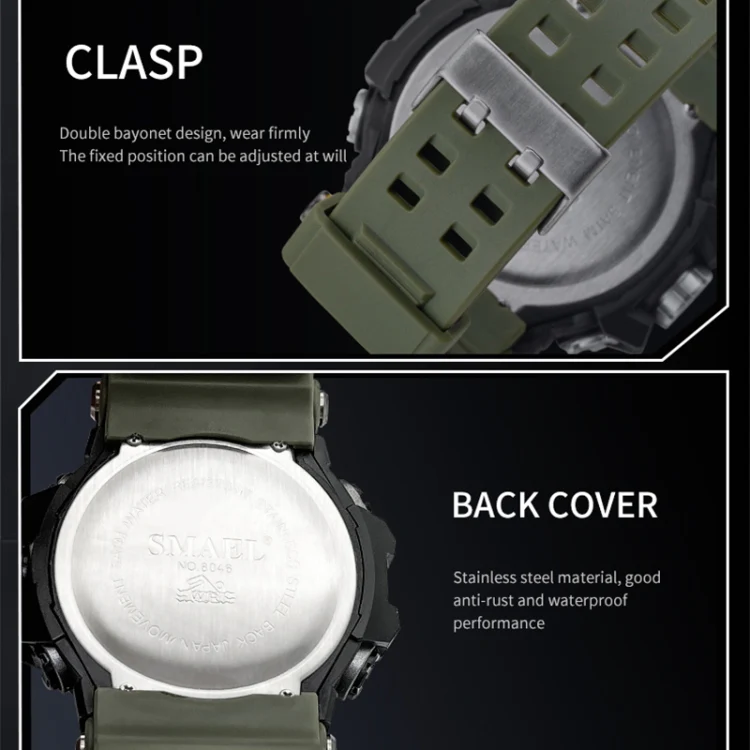 SMAEL 8082 Outdoor Waterproof Sports Multifunctional Luminous Timing Electronic Watch(Black Colorful Red Yellow) - Image 3