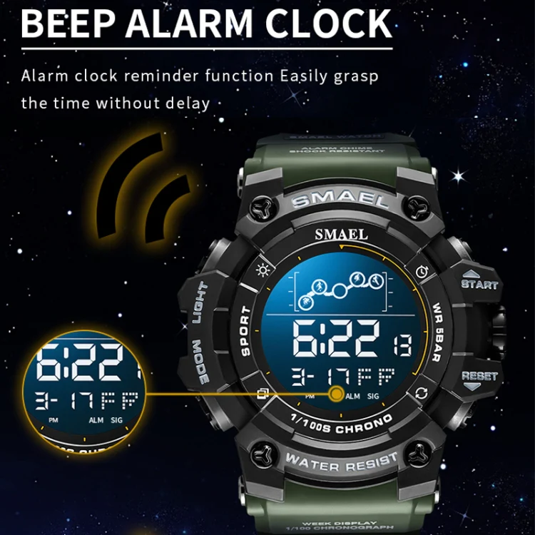SMAEL 8082 Outdoor Waterproof Sports Multifunctional Luminous Timing Electronic Watch(Black Colorful Red Yellow) - Image 5