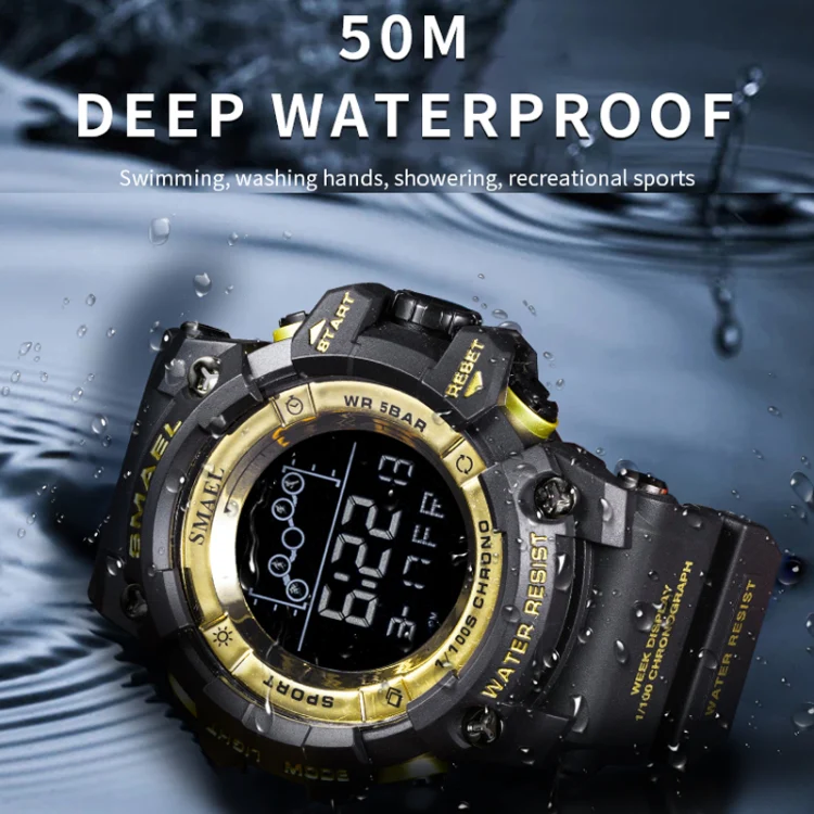 SMAEL 8082 Outdoor Waterproof Sports Multifunctional Luminous Timing Electronic Watch(Black Colorful Red Yellow) - Image 6