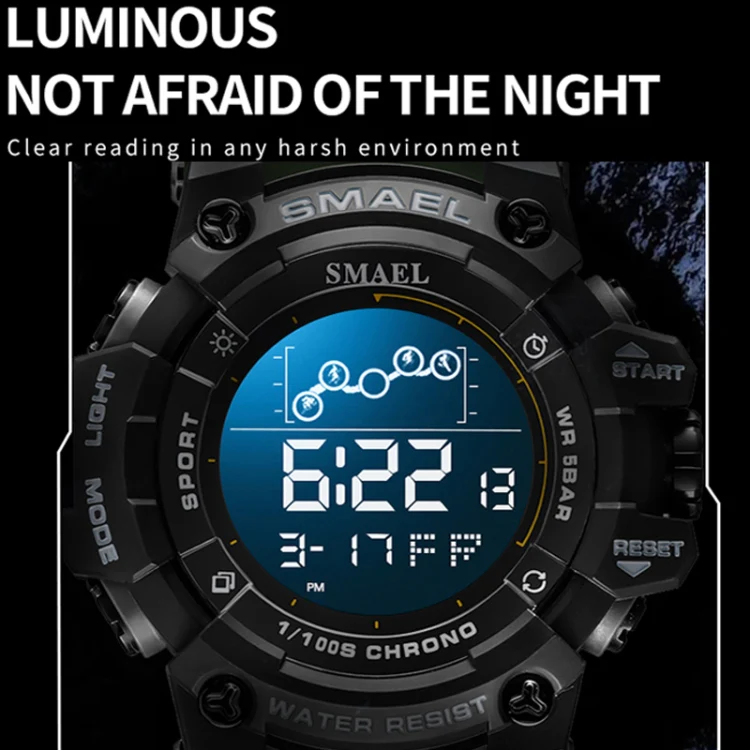 SMAEL 8082 Outdoor Waterproof Sports Multifunctional Luminous Timing Electronic Watch(Black Colorful Red Yellow) - Image 7
