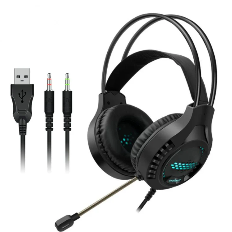Smailwolf AK3 Headset Game Headphones Wired Luminous Desktop Computer Headset, Style: 3.5mm Double Plug
