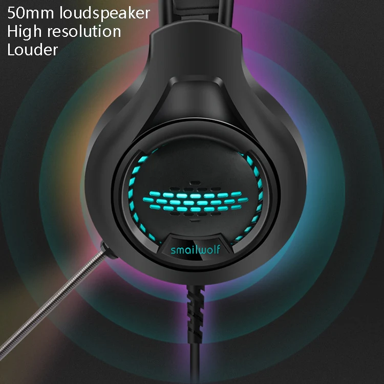 Smailwolf AK3 Headset Game Headphones Wired Luminous Desktop Computer Headset, Style: USB Single-plug - Image 5