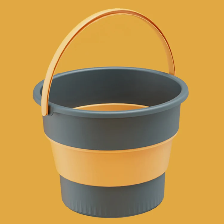 Small 4.6L Folding Thickened Portable Plastic Bucket Outdoor Fishing Barrel Car Travel Wash Barrel(Deep Blue)