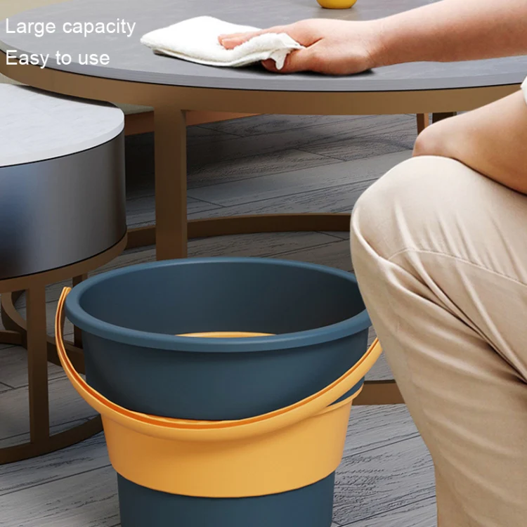 Small 4.6L Folding Thickened Portable Plastic Bucket Outdoor Fishing Barrel Car Travel Wash Barrel(Light Green) - Image 8