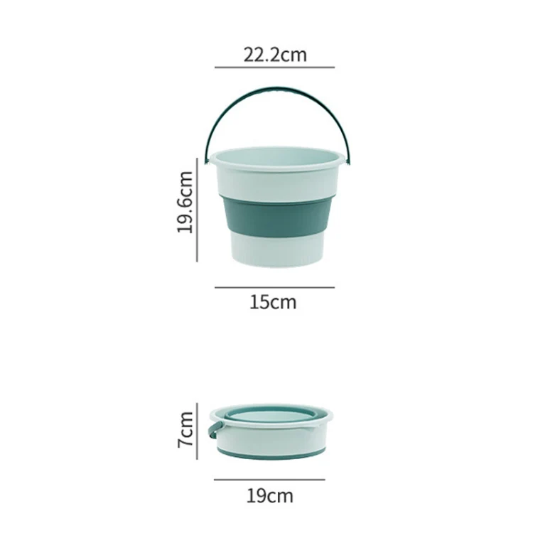 Small 4.6L Folding Thickened Portable Plastic Bucket Outdoor Fishing Barrel Car Travel Wash Barrel(Light Pink) - Image 2