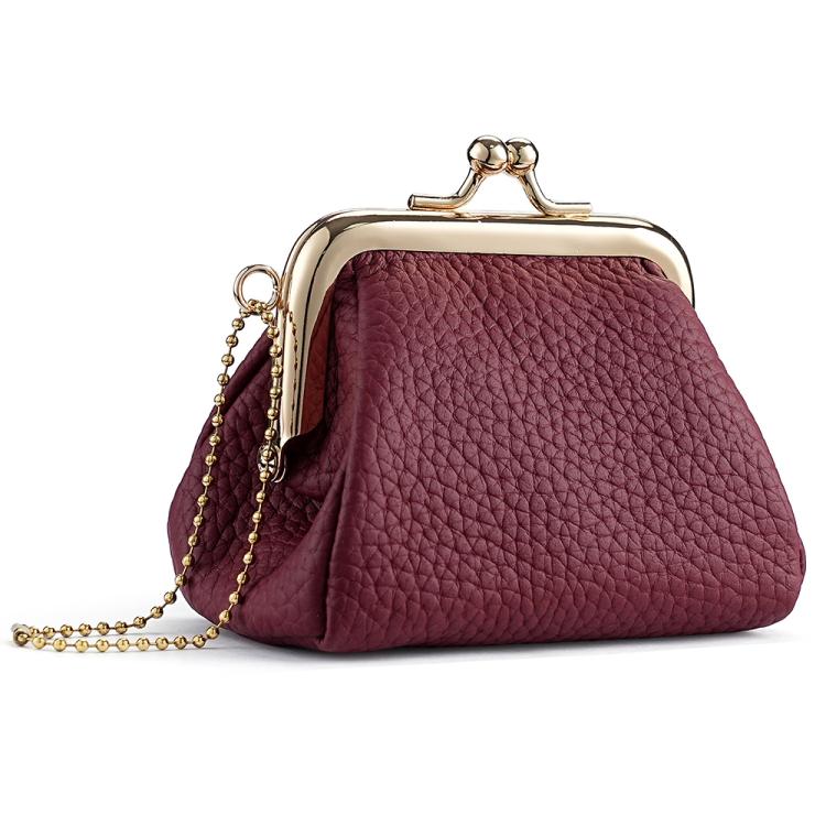 Small Clip Locking Coin Purse(Wine Red)