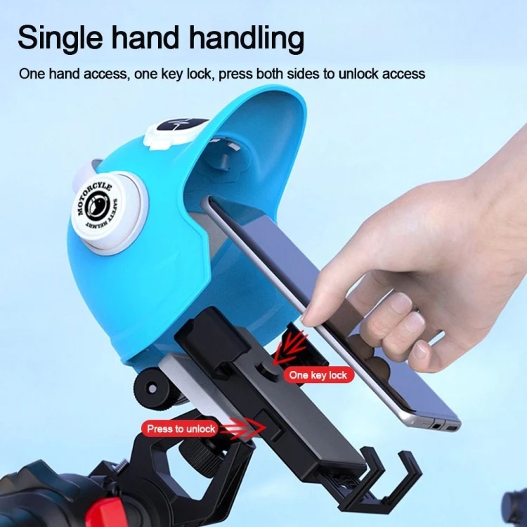 Small Helmet Sunscreen Phone Stand Bracket Motorcycle Mobile Phone Holder,Spec: Blue Helmet - Image 6