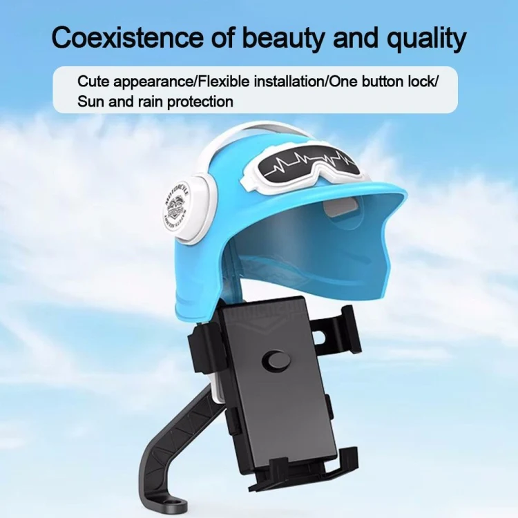 Small Helmet Sunscreen Phone Stand Bracket Motorcycle Mobile Phone Holder,Spec: Handlebar White - Image 5