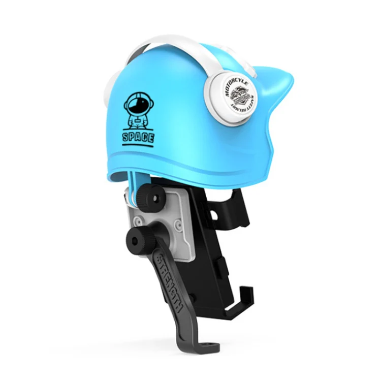 Small Helmet Sunscreen Phone Stand Bracket Motorcycle Mobile Phone Holder,Spec: Rearview Mirror Blue - Image 2