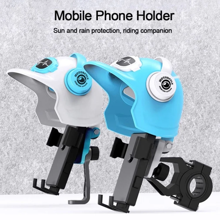 Small Helmet Sunscreen Phone Stand Bracket Motorcycle Mobile Phone Holder,Spec: Rearview Mirror Blue - Image 4