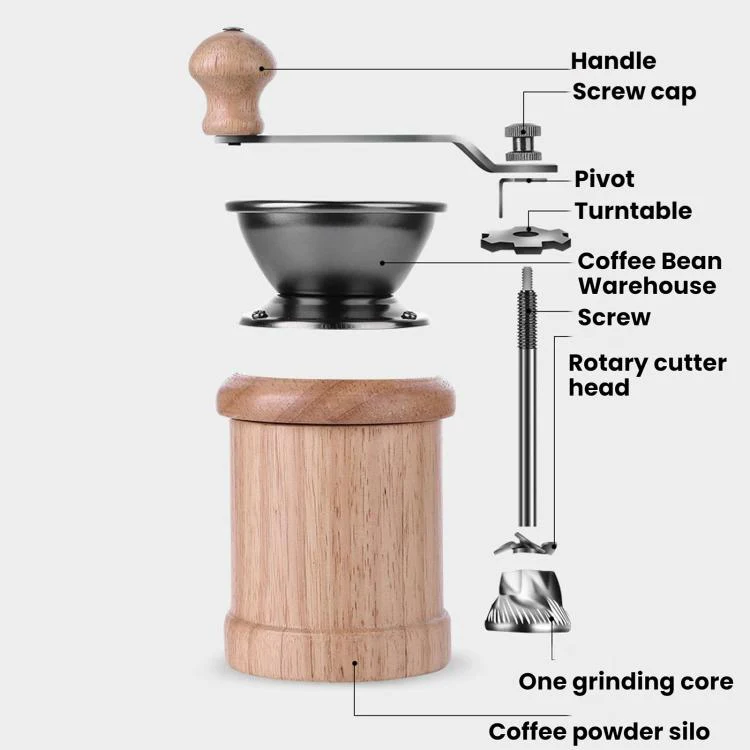 Small Portable Adjustable Hand-cranked Coffee Grinder, Specifications: Beechwood Large - Image 3