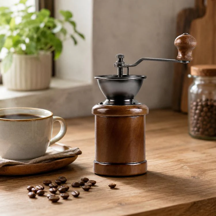 Small Portable Adjustable Hand-cranked Coffee Grinder, Specifications: Oak Coffee Color