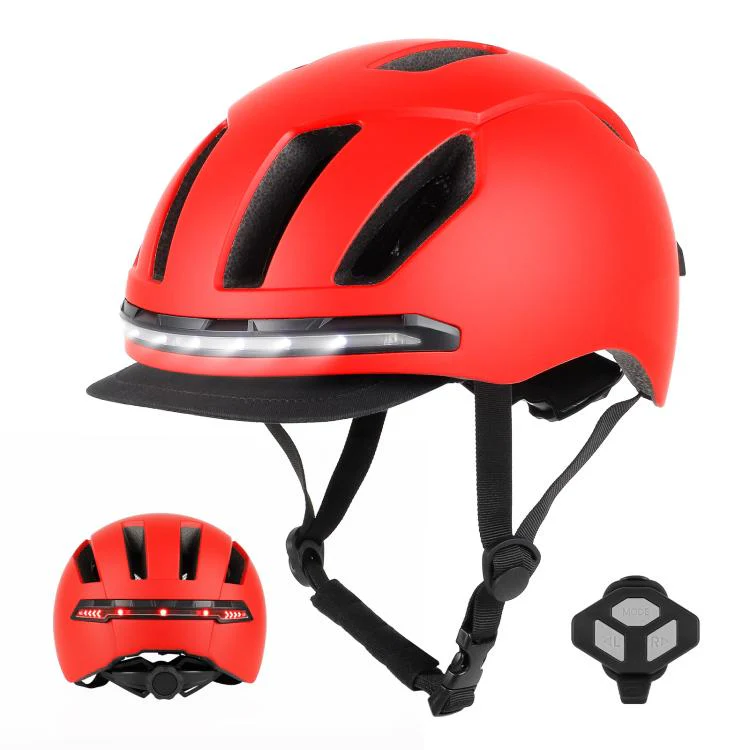 Smart Bike Helmet with Turn Signals LED Rechargeable Commuter Helmet for Electric Scooter Bicycle Skateboard(Red)
