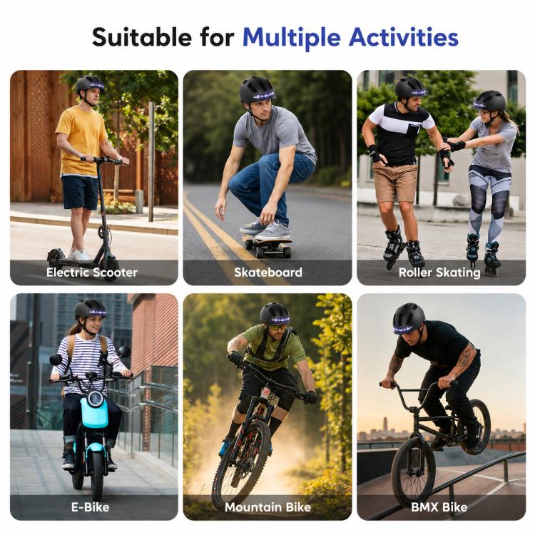 Smart Bike Helmet with Turn Signals LED Rechargeable Commuter Helmet for Electric Scooter Bicycle Skateboard(Red) - Image 8