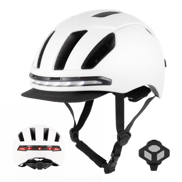 Smart Bike Helmet with Turn Signals LED Rechargeable Commuter Helmet for Electric Scooter Bicycle Skateboard(White)