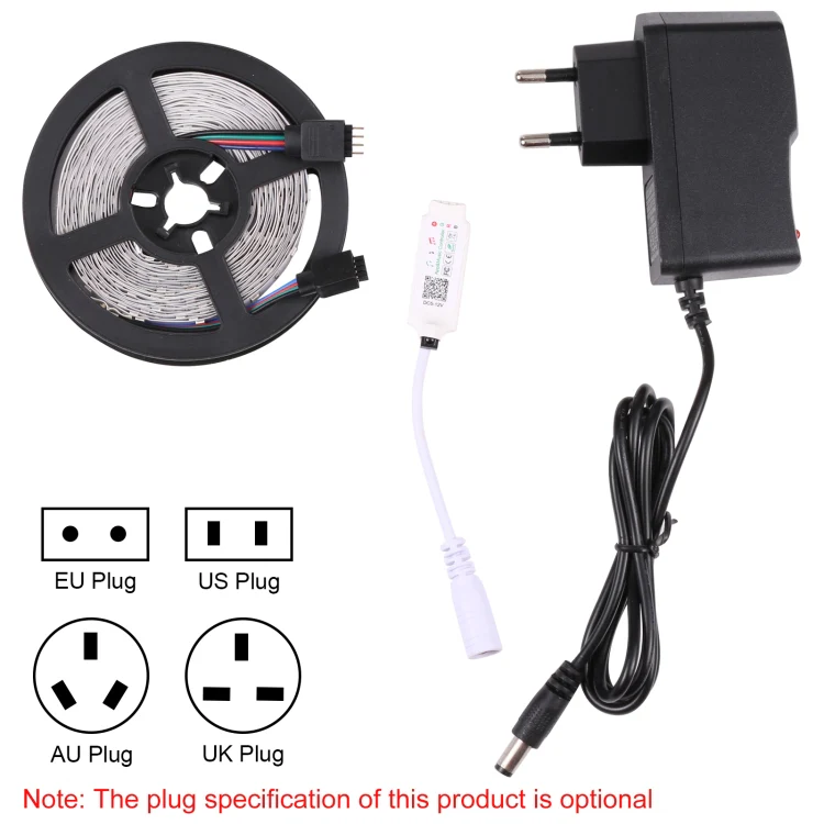 Smart Bluetooth APP Control Bare Board 2835 SMD RGB LED Rope Light, 60 LED/m, Length: 5m, 12V 2A 100-240V(EU Plug) - Image 3