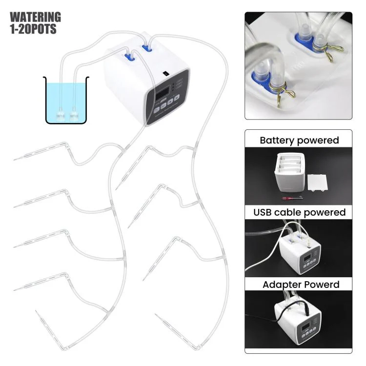 Smart Dual Pump Automatic Watering System 20 Drip Emitters Kit For Garden Plants - Battery/Electric Powered EU Plug - Image 4