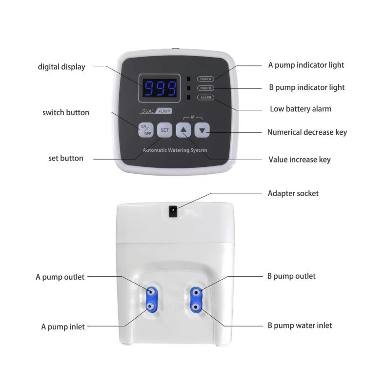 Smart Dual Pump Automatic Watering System 20 Drip Emitters Kit For Garden Plants - Battery/Electric Powered EU Plug - Image 6