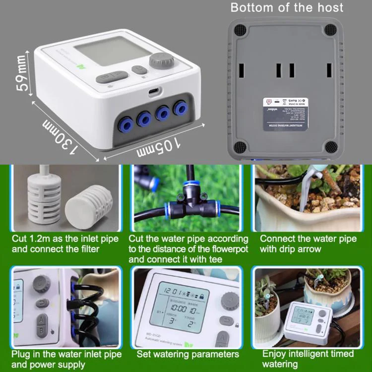Smart Dual-Pump Watering System Potted Plant Timed Automatic Dripper, Spec: Adjustable Drip Arrow EU Plug - Image 9