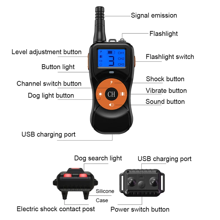 Smart Electronic Remote Control Dog Training Device Waterproof Pets Bark Stopper, Size: For-One-Dog(Fluorescent Green) - Image 4