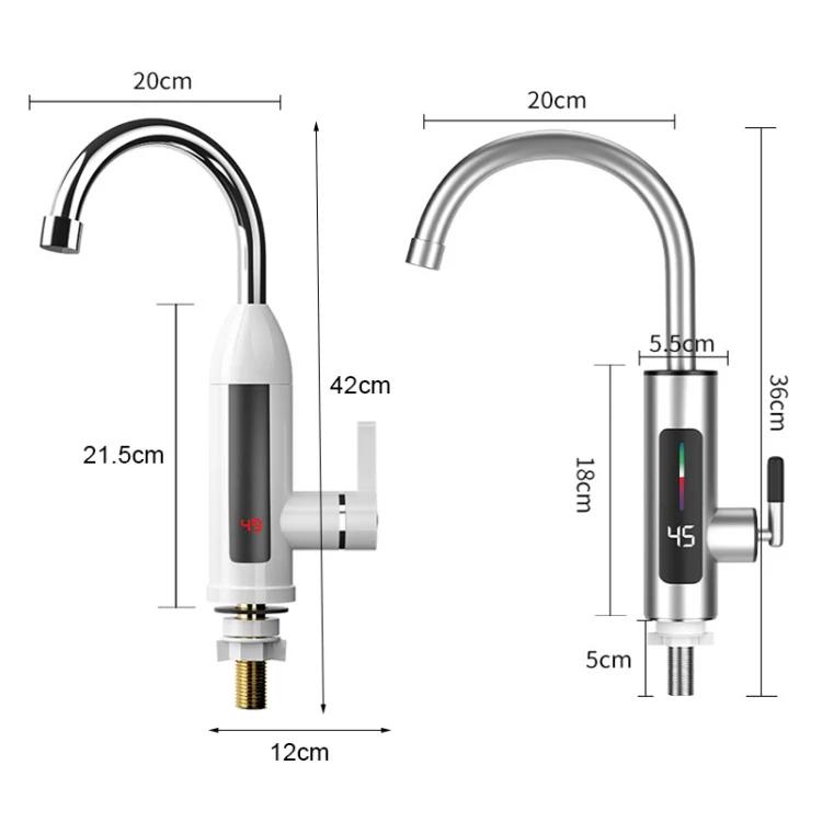Smart Household Digital Display Instant Hot Kitchen Electric Faucet, Plug: EU Plug(Silver) - Image 3
