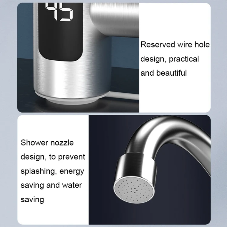 Smart Household Digital Display Instant Hot Kitchen Electric Faucet, Plug: US Plug(White) - Image 6