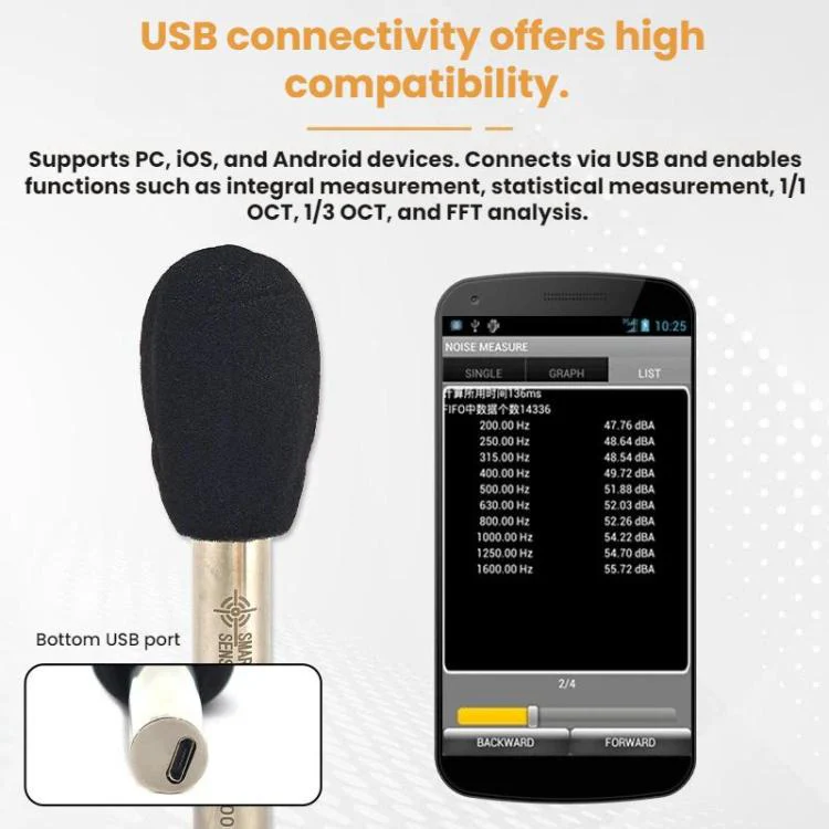 SMART SENSOR 26-126dBA USB Connected High-precision Measuring Microphone(English) - Image 4