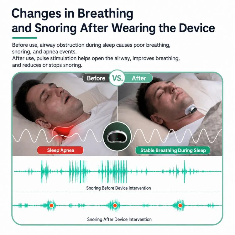SNORE CIRCLE Smart Anti-Snoring Device Wearable TENS & EMA Throat Snore Stopper With App Tracking Sleep Aid For Adults(Green) - Image 6