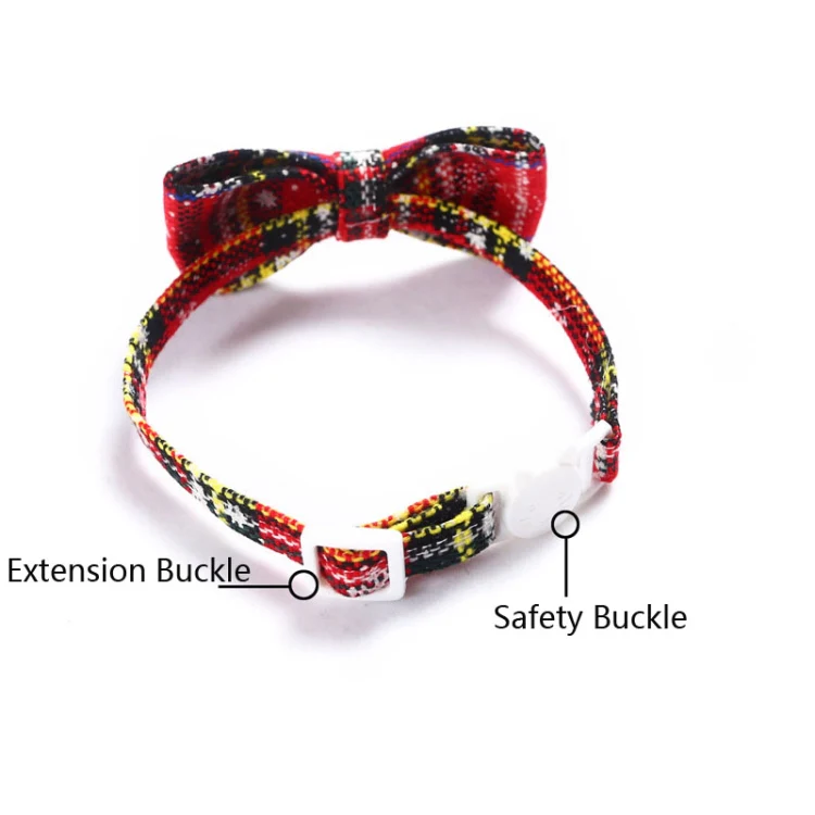 Snowflake Christmas Red Plaid Adjustable Pet Bow Tie Collar Bow Knot Cat Dog Collar, Size:S 17-30cm, Style:Big Bowknot - Image 3
