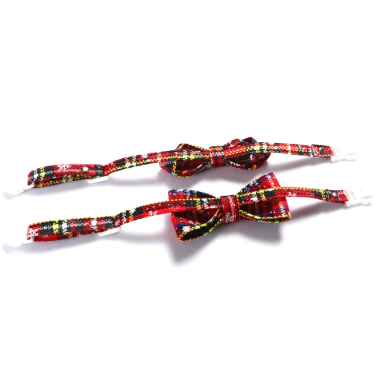 Snowflake Christmas Red Plaid Adjustable Pet Bow Tie Collar Bow Knot Cat Dog Collar, Size:S 17-30cm, Style:Big Bowknot - Image 4