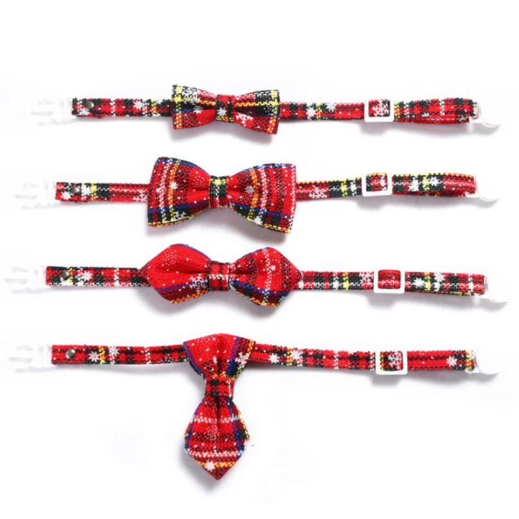 Snowflake Christmas Red Plaid Adjustable Pet Bow Tie Collar Bow Knot Cat Dog Collar, Size:S 17-30cm, Style:Big Bowknot - Image 6