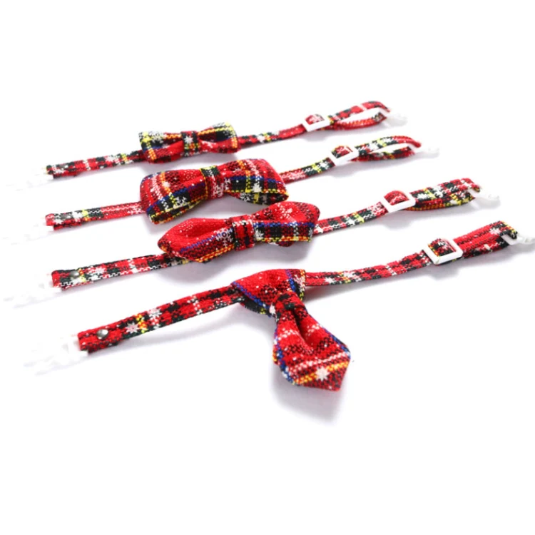 Snowflake Christmas Red Plaid Adjustable Pet Bow Tie Collar Bow Knot Cat Dog Collar, Size:S 17-30cm, Style:Pointed Bowknot With Bell - Image 5