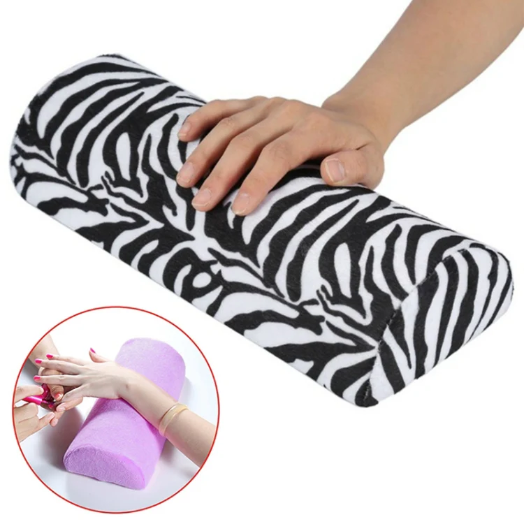 Soft Hand Rests Washable Hand Cushion Sponge Pillow Holder Arm Rests Nail Art Manicure Hand Pillow Cushion(Zebra Pattern)