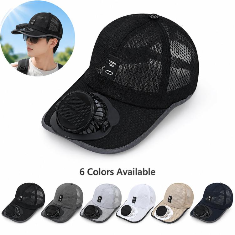 Solar Fan Hat with 3-Speed Adjustable Cooling Rechargeable Sun Cap Mesh Breathable Baseball Visor(Black) - Image 2