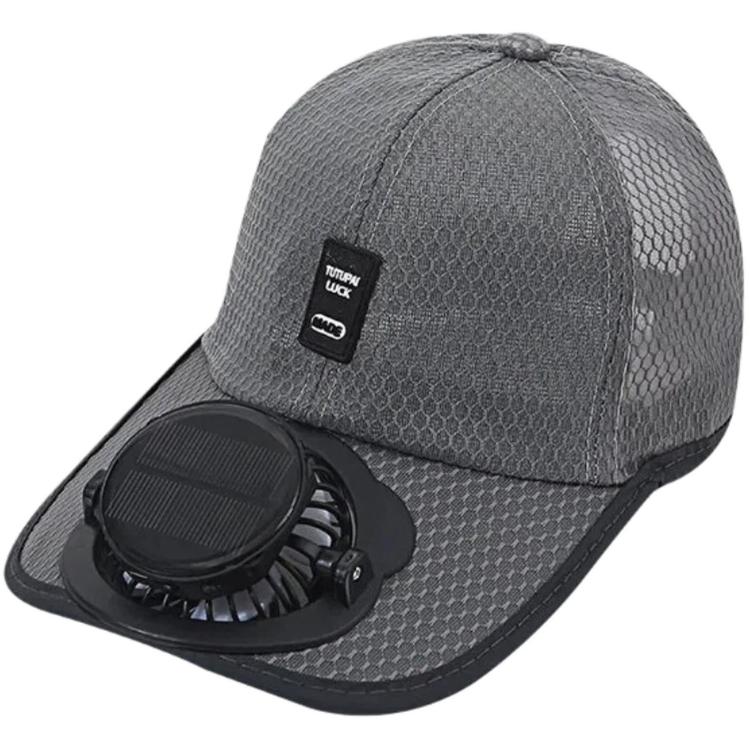 Solar Fan Hat with 3-Speed Adjustable Cooling Rechargeable Sun Cap Mesh Breathable Baseball Visor(Deep Grey)