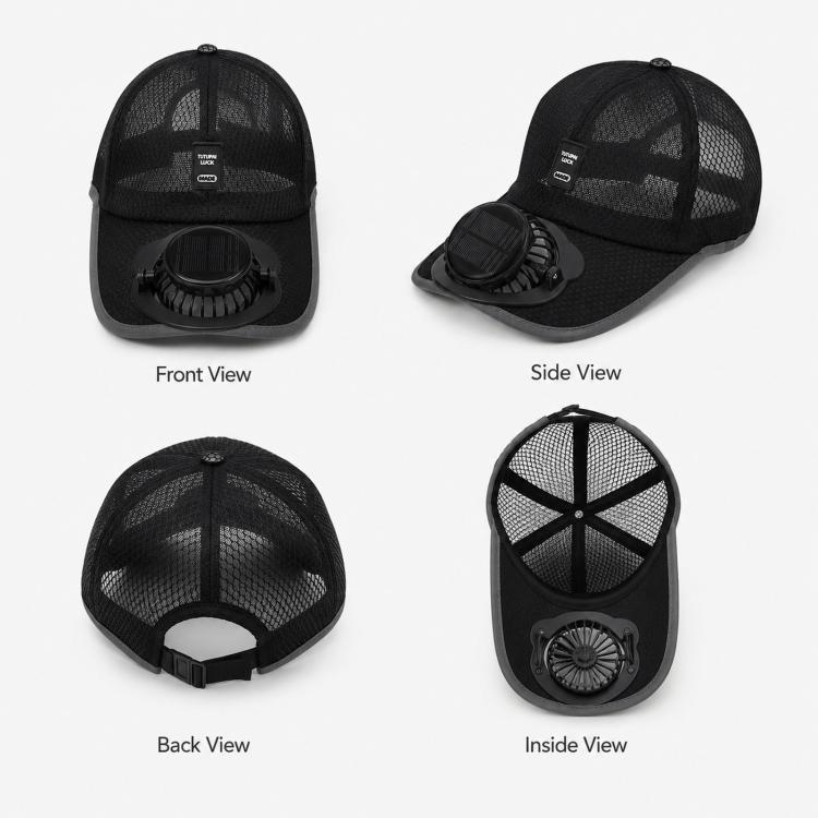 Solar Fan Hat with 3-Speed Adjustable Cooling Rechargeable Sun Cap Mesh Breathable Baseball Visor(Deep Grey) - Image 5