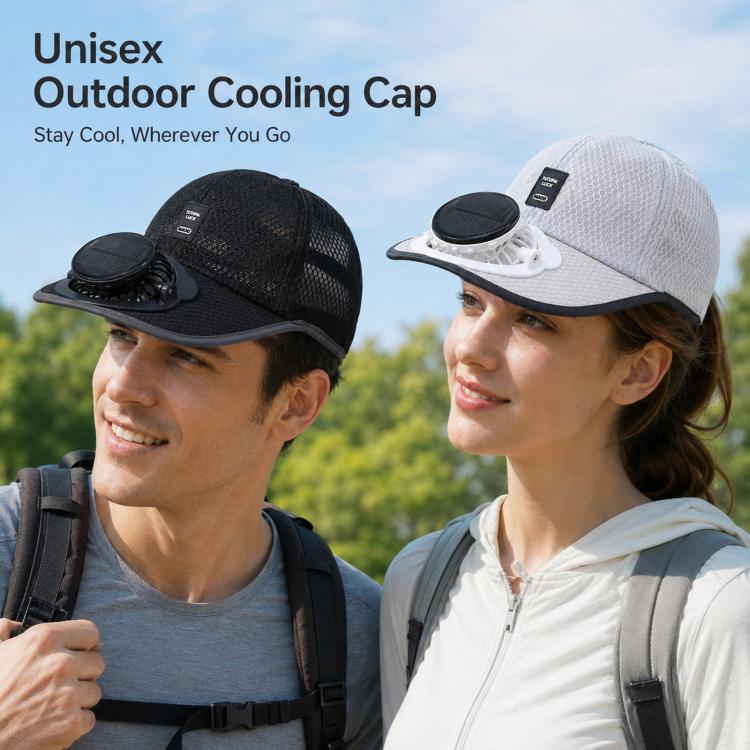 Solar Fan Hat with 3-Speed Adjustable Cooling Rechargeable Sun Cap Mesh Breathable Baseball Visor(Deep Grey) - Image 6