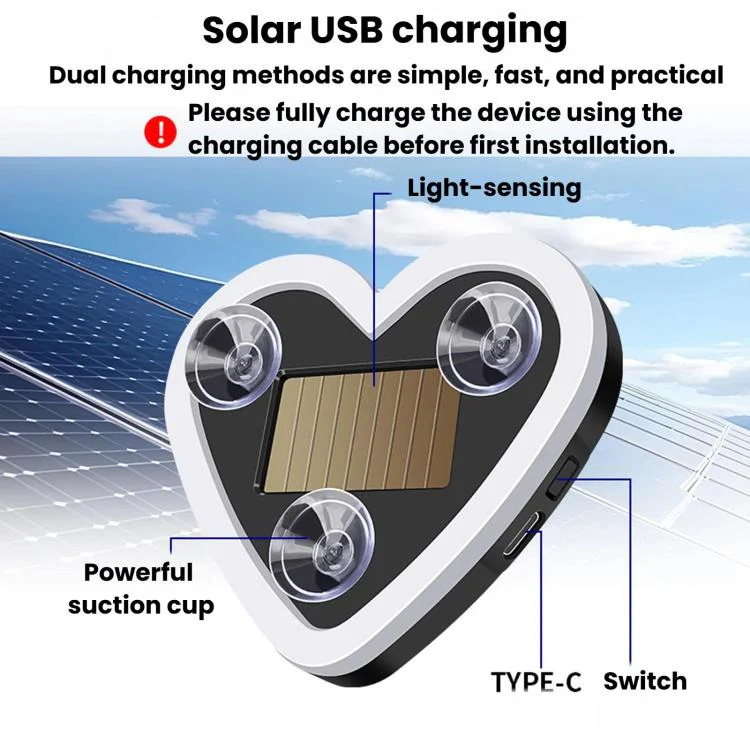 Solar Powered Heart-Shaped Car Ambient Light Smart Modified Neon Light For Vehicle Interior(Pink) - Image 5