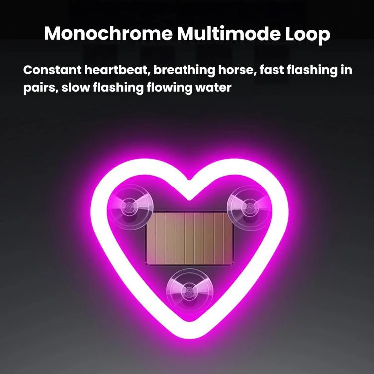 Solar Powered Heart-Shaped Car Ambient Light Smart Modified Neon Light For Vehicle Interior(Pink) - Image 7