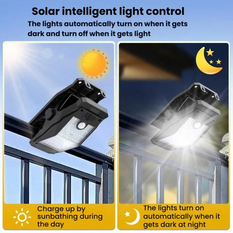Solar Waterproof Clip-On Wall Light Outdoor Garden Fence Light Motion-Sensing Pathway Lamp, Spec: 2 Cells LED - Image 3