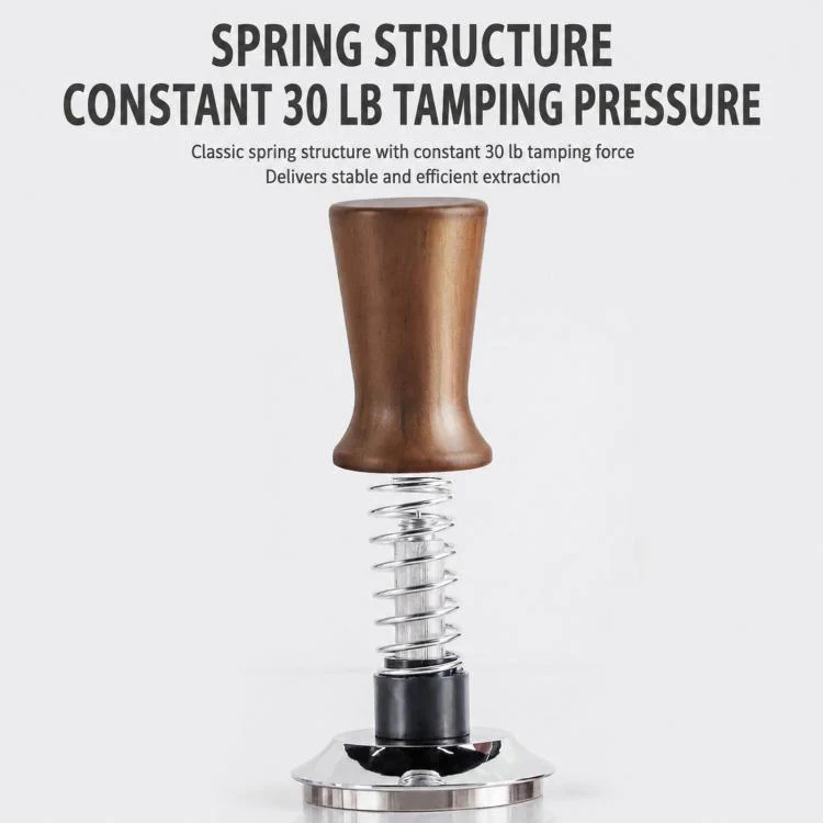 Solid Wood Handle Stainless Steel Constant Force Coffee Tamper(51mm Threaded Bottom) - Image 4