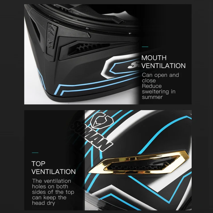 SOMAN Motorcycle Dual Lens Riding Peel-Off Full Coverage Helmet, Size: M(Black Fluorescent Yellow Spark) - Image 10