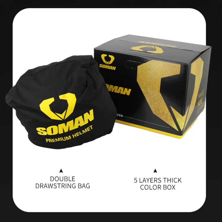 SOMAN Motorcycle Dual Lens Riding Peel-Off Full Coverage Helmet, Size: M(Black Fluorescent Yellow Spark) - Image 12