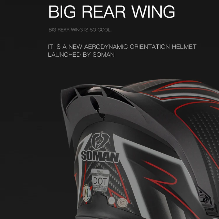 SOMAN Motorcycle Dual Lens Riding Peel-Off Full Coverage Helmet, Size: M(Bright Black White) - Image 6