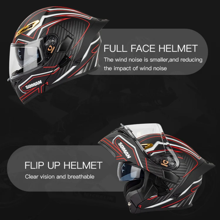SOMAN Motorcycle Dual Lens Riding Peel-Off Full Coverage Helmet, Size: M(Sapphire Vision) - Image 5
