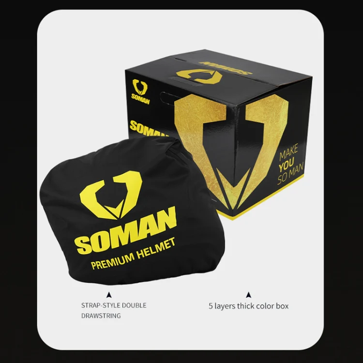 SOMAN Motorcycle Electric Bicycle Dual Lens Riding Helmet, Size: S(Bright Back) - Image 11