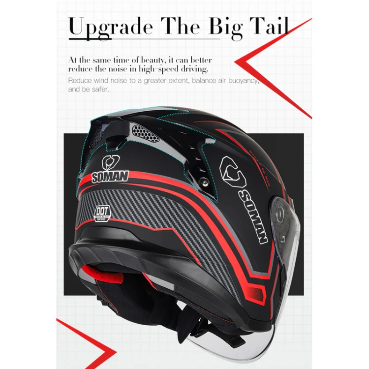 SOMAN Motorcycle Electric Bicycle Dual Lens Riding Helmet, Size: XXL(Bright Back) - Image 9