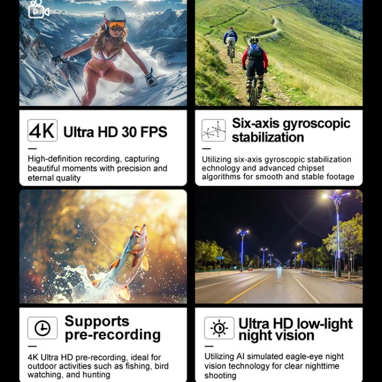 SOOCOO SAW1 With 128G Memory Card 4K HD Anti-Shake Waterproof Motorcycle Riding Recorder Chest Head Mounted Diving Thumb Camera - Image 6