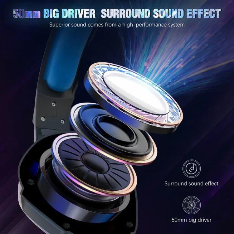 Soulbytes S11 USB + 3.5mm 4 Pin Adjustable LED Light Gaming Headset with Mic (Blue) - Image 3