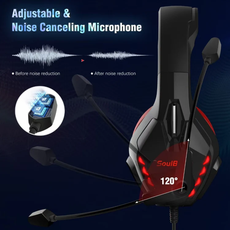 Soulbytes S11 USB + 3.5mm 4 Pin Adjustable LED Light Gaming Headset with Mic (Blue) - Image 4